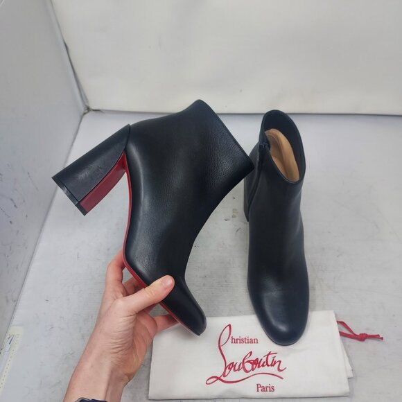 Christian Louboutin Black Turela Leather Ankle Boot - Picture 1 of 12